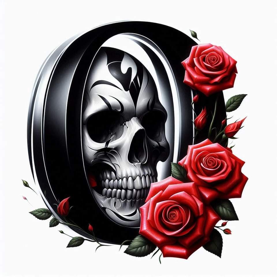 Skull and Roses Initial 20oz Tumbler