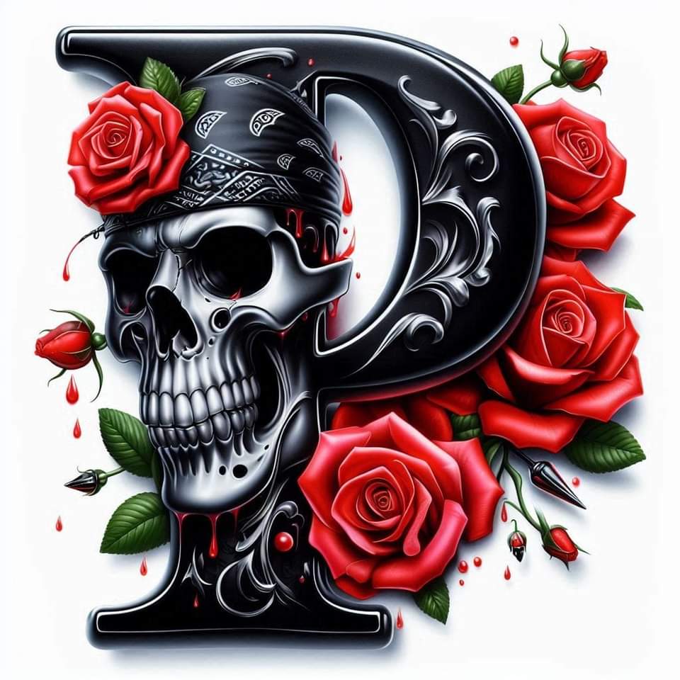 Skull and Roses Initial 20oz Tumbler