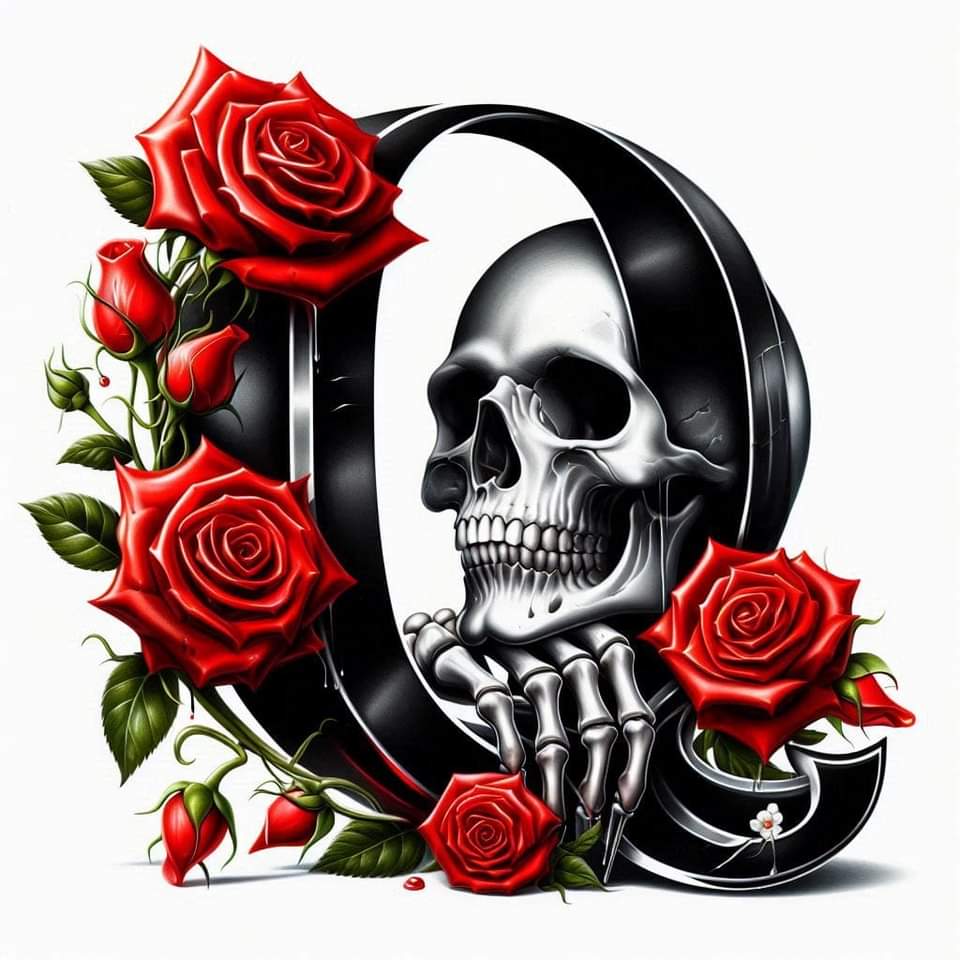 Skull and Roses Initial 20oz Tumbler
