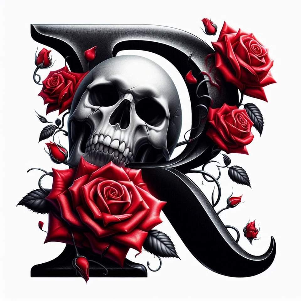 Skull and Roses Initial 20oz Tumbler