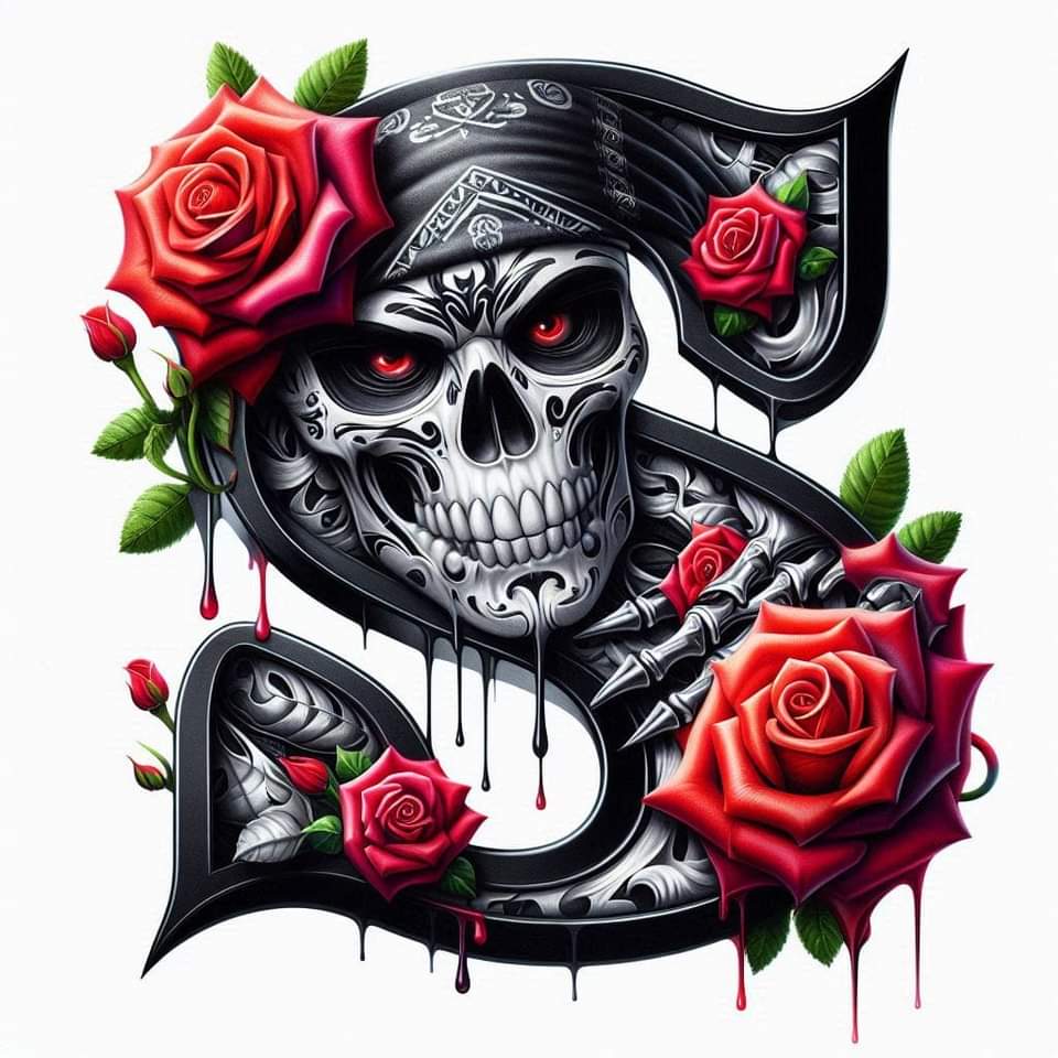 Skull and Roses Initial 20oz Tumbler