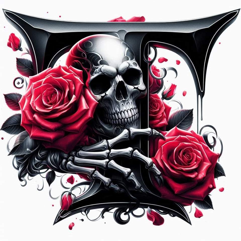 Skull and Roses Initial 20oz Tumbler