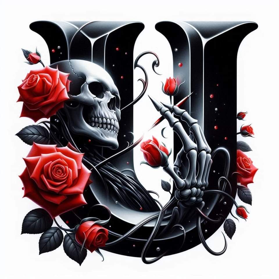 Skull and Roses Initial 20oz Tumbler