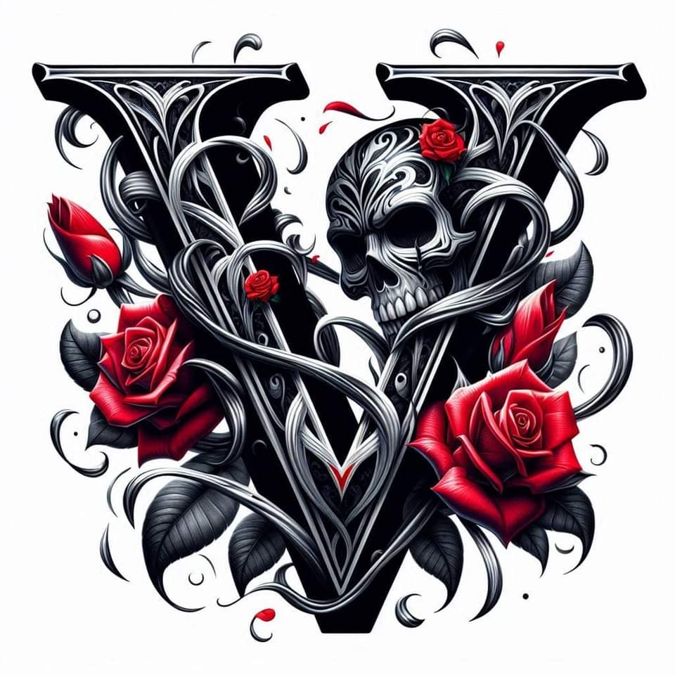 Skull and Roses Initial 20oz Tumbler