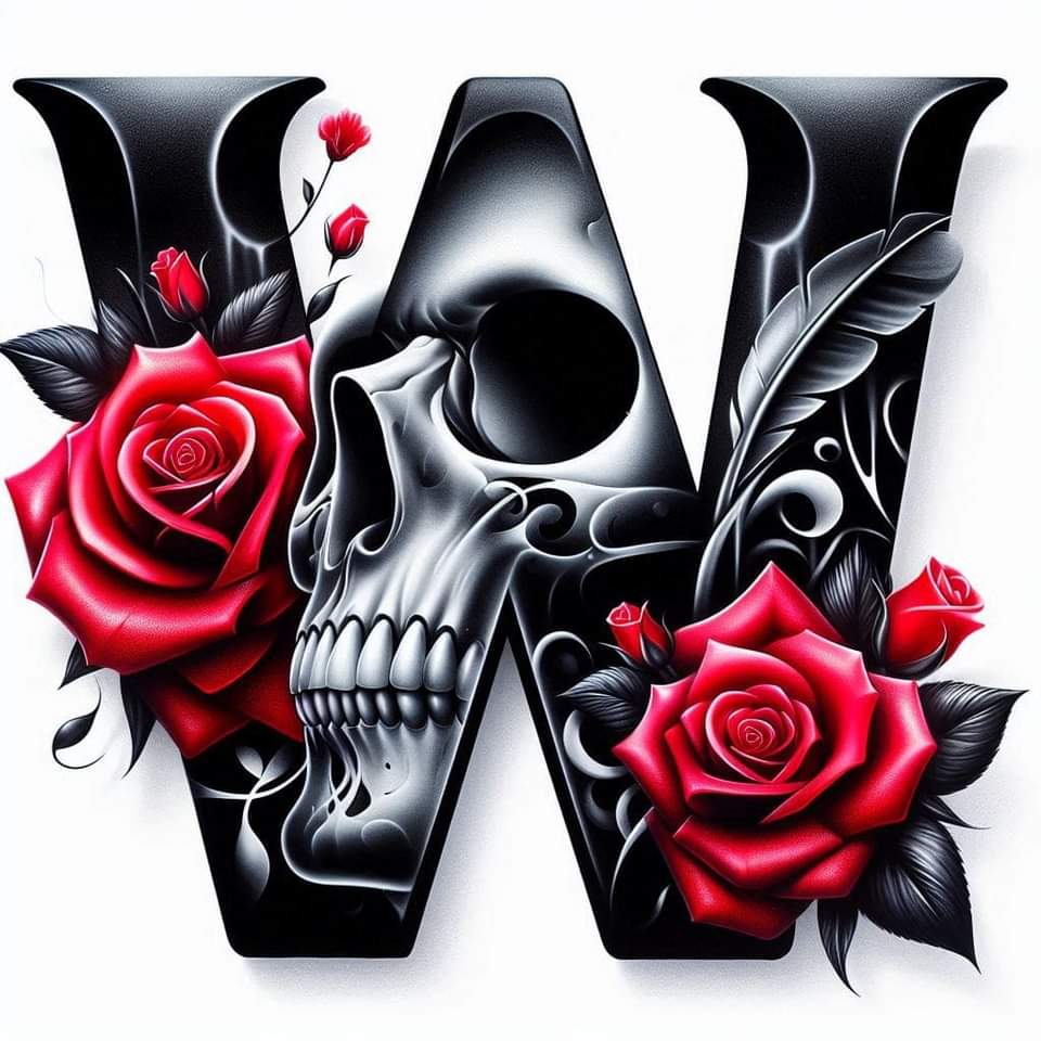 Skull and Roses Initial 20oz Tumbler