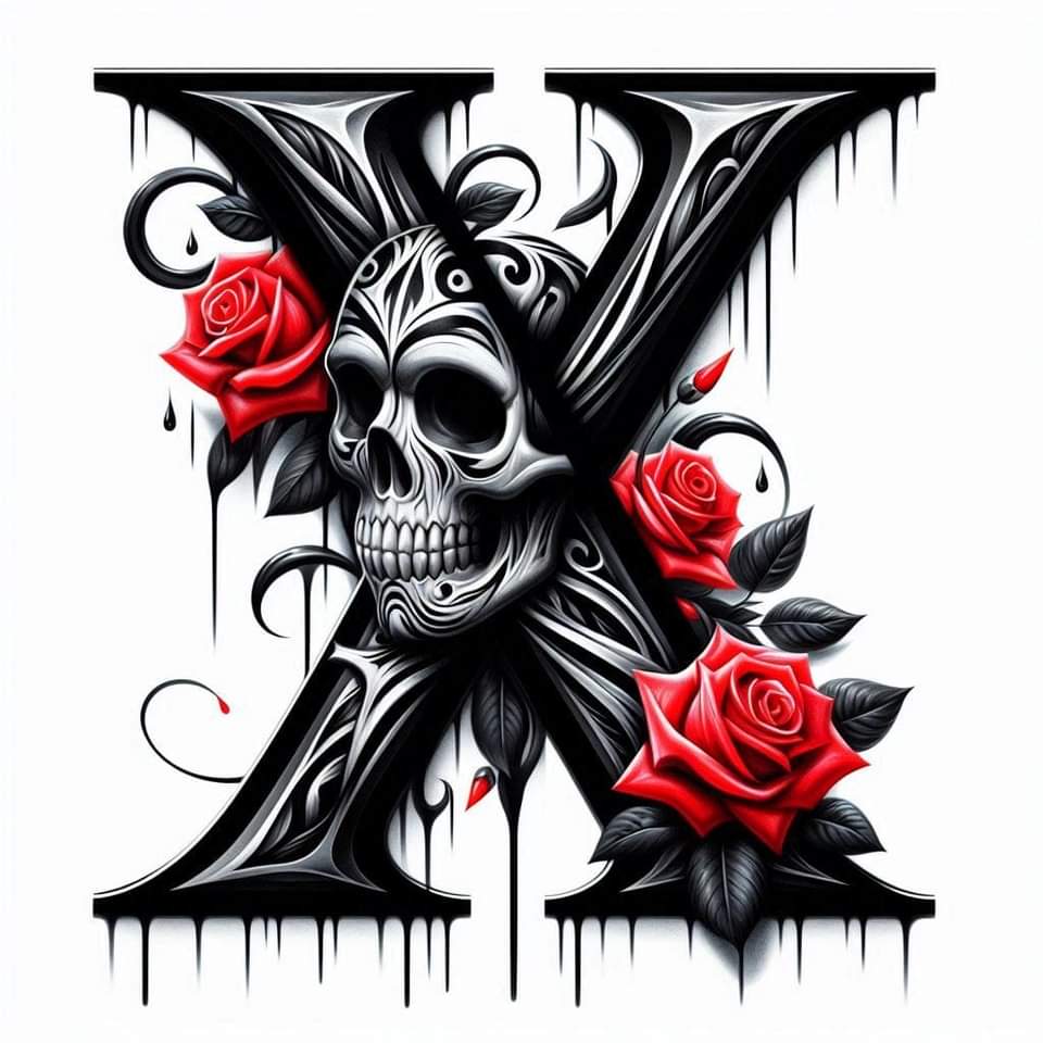 Skull and Roses Initial 20oz Tumbler