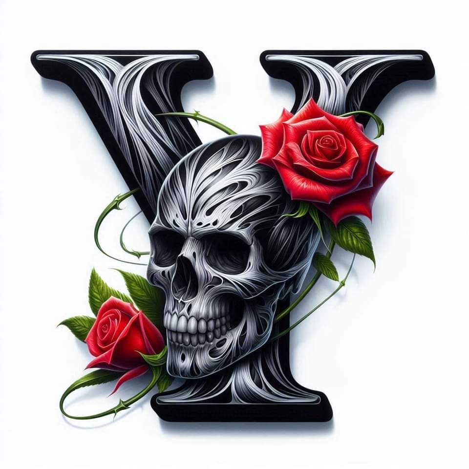 Skull and Roses Initial 20oz Tumbler