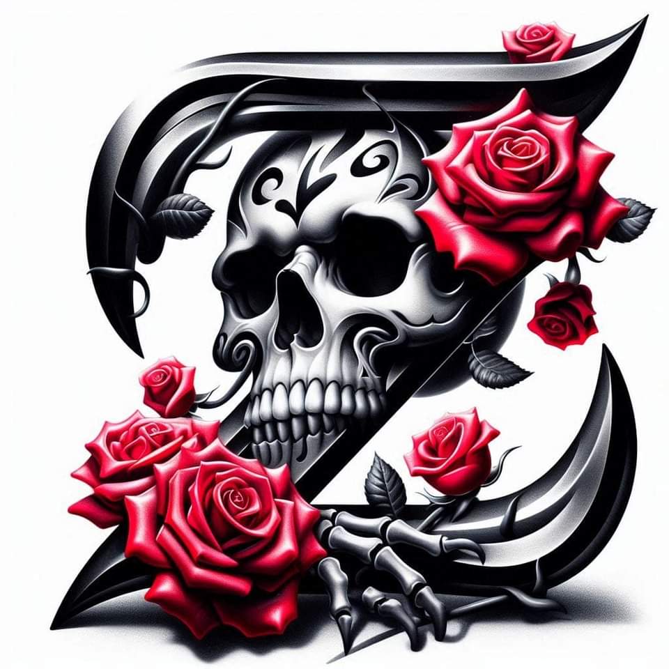 Skull and Roses Initial 20oz Tumbler