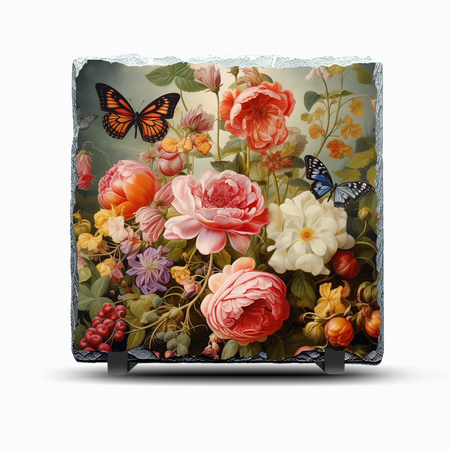 Flowers and Butterflies Design Printed Rock Slate