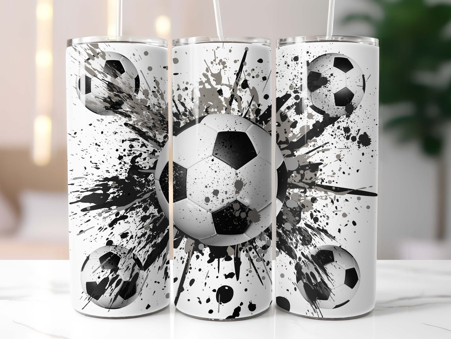 Football Black and White 20oz Tumbler