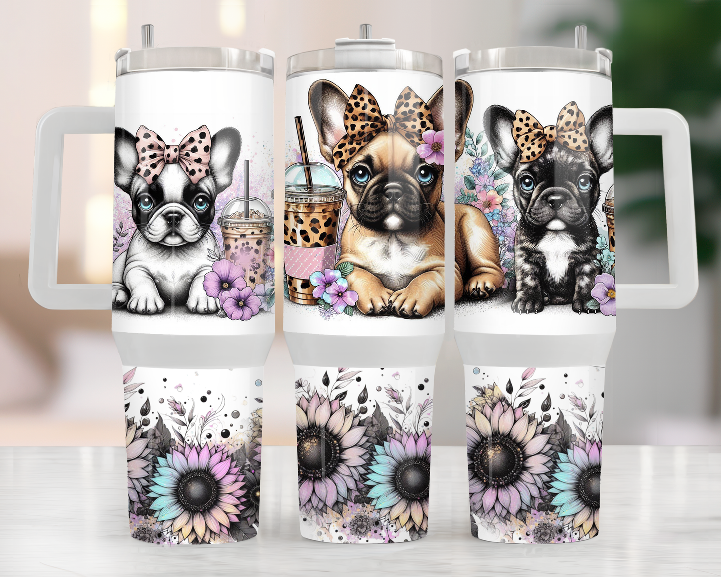 Frenchie and Flowers 40oz Tumbler