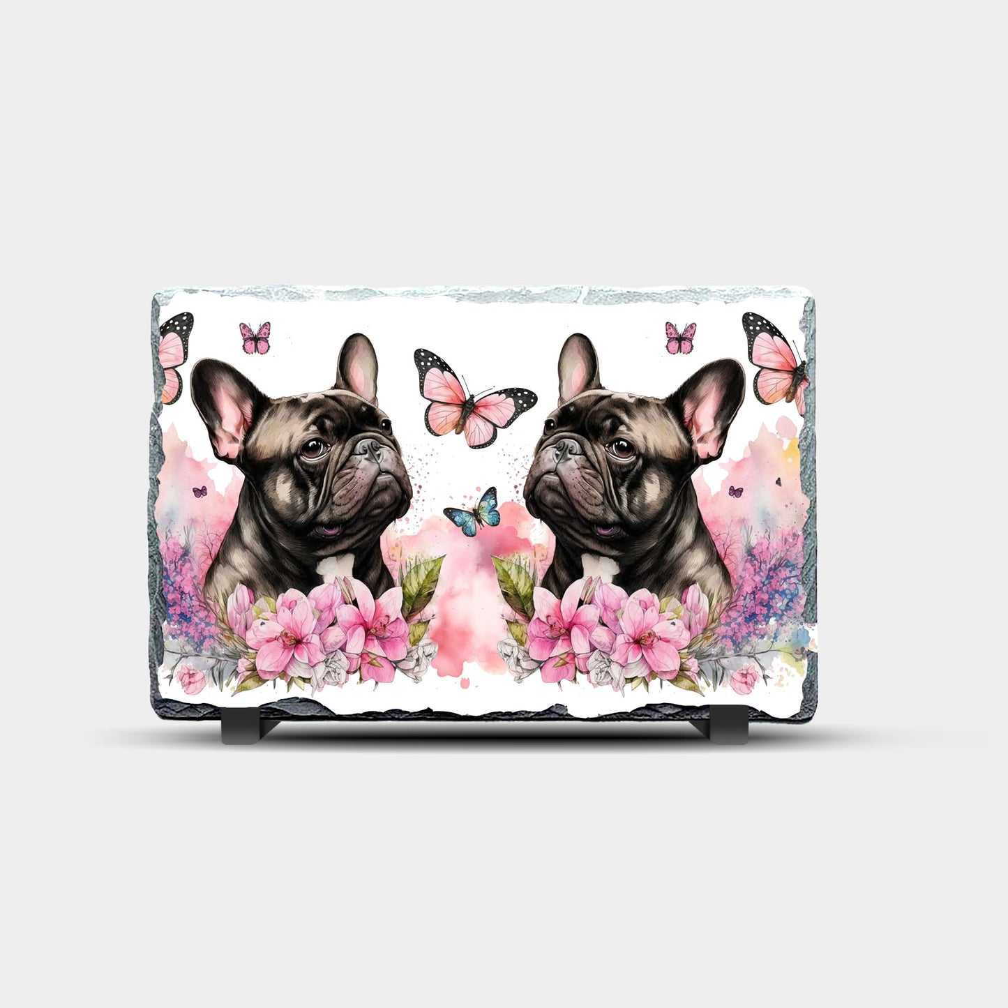 Frenchies Pink Design Printed Rock Slate