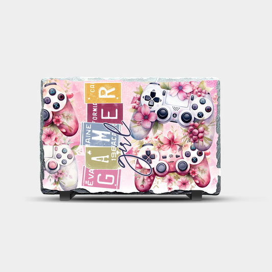 Gamer Girl Design Printed Rock Slate