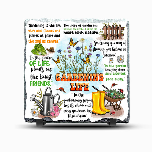 Gardening Life Design Printed Rock Slate