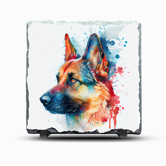 German Shepherd Dog Design Printed Rock Slate