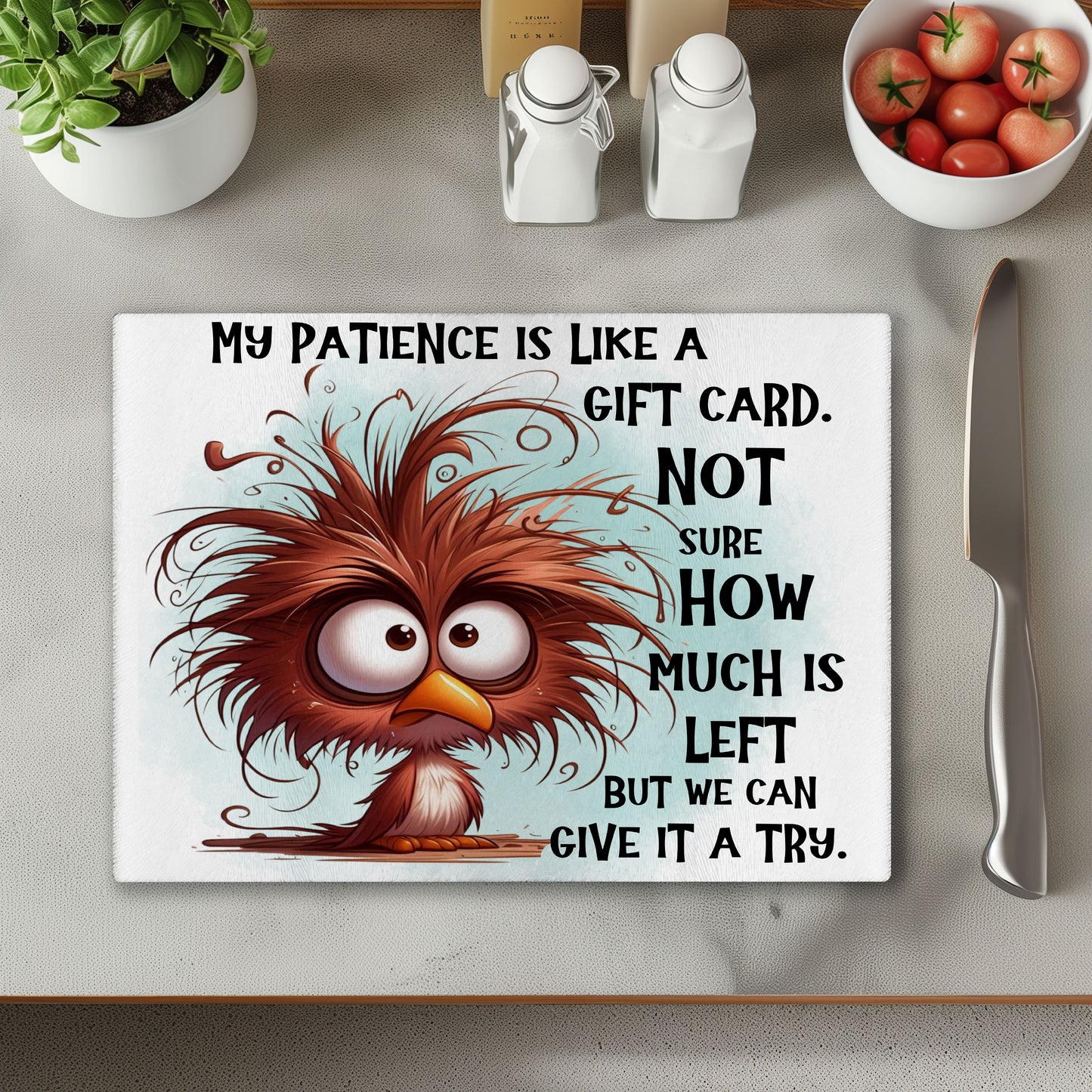 Funny Gift Card Chopping Cutting Board or Coaster