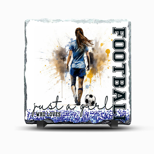 Girl Football Design Printed Rock Slate
