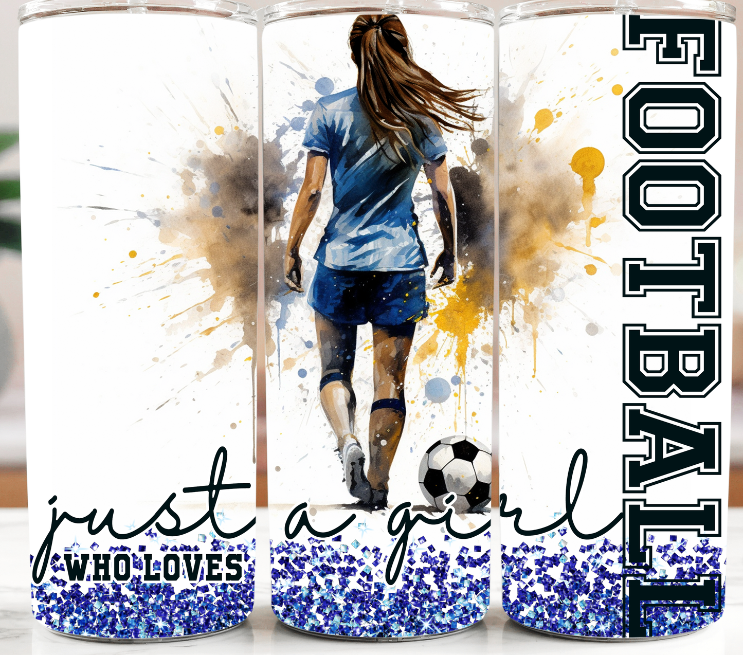 Football Girl Blue 20oz Tumbler