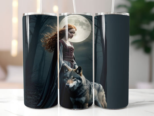 Girl and Wolf Design 20oz Tumbler