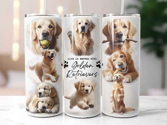 Golden Retriever 2 Dog Life is Better with 20oz Tumbler