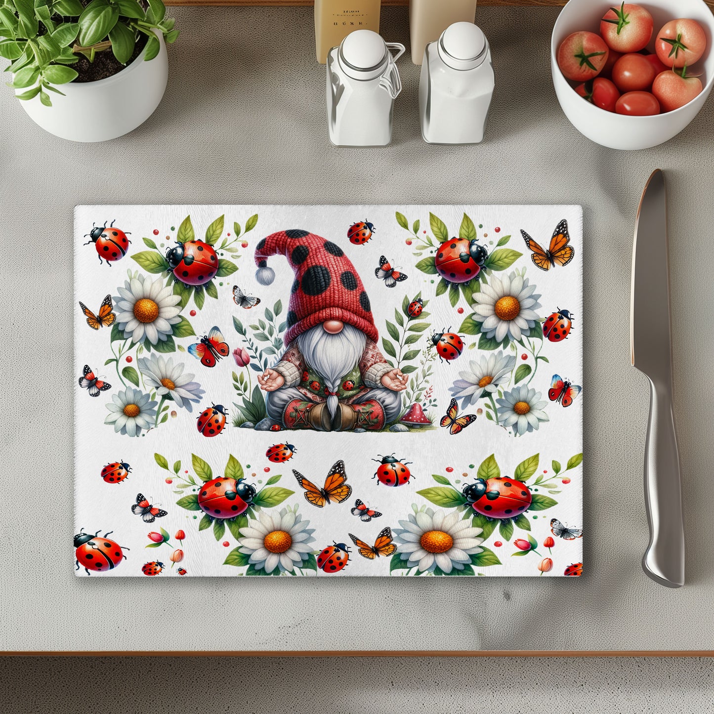 Gonk and Ladybirds Chopping Cutting Board or Coaster