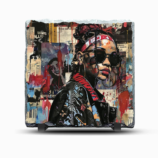 Graffiti Girl Design Printed Rock Slate
