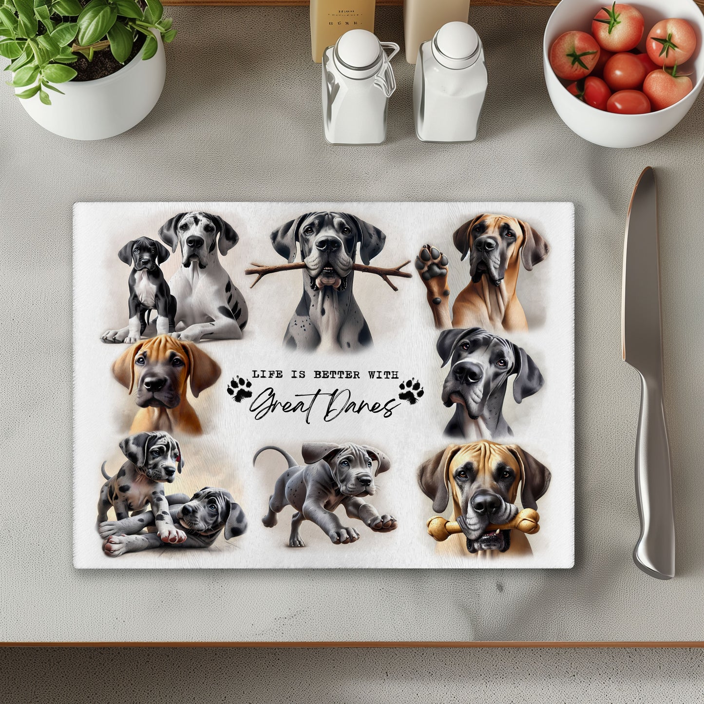 Great Dane Dog Life is Better with Chopping Cutting Board or Coaster