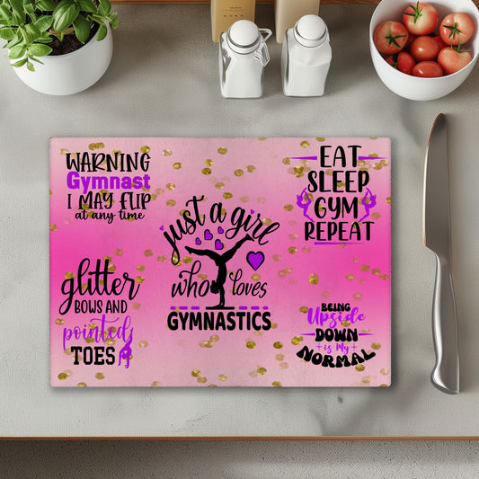 Gymnastics Glass Chopping Cutting Board