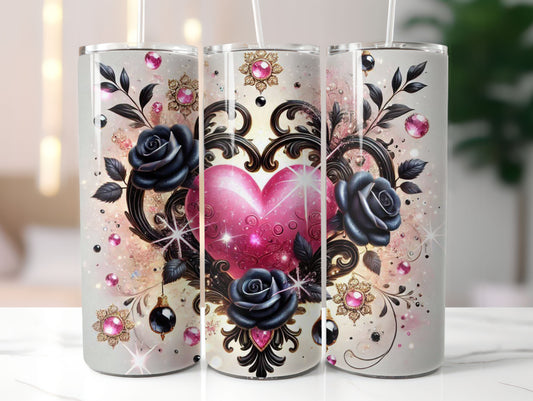 Heart Black and Pink (1) 20oz Tumbler
