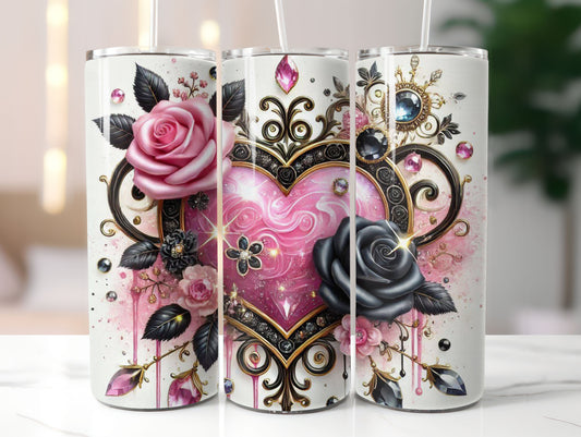 Heart Black and Pink (2) 20oz Tumbler