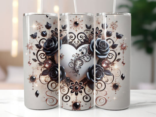 Heart Black White (5) 20oz Tumbler
