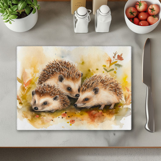 Hedgehogs Glass Chopping Cutting Board