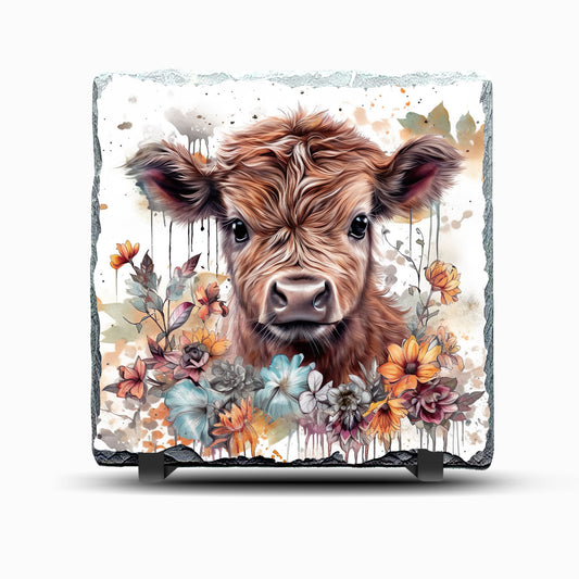 Highland Cow Design Printed Rock Slate