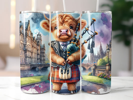 Highland Cow Bagpipes 20oz Tumbler