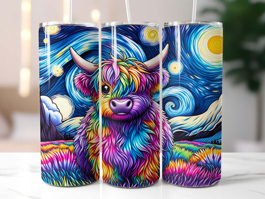 Highland Cow Bright Abstract 20oz Tumbler