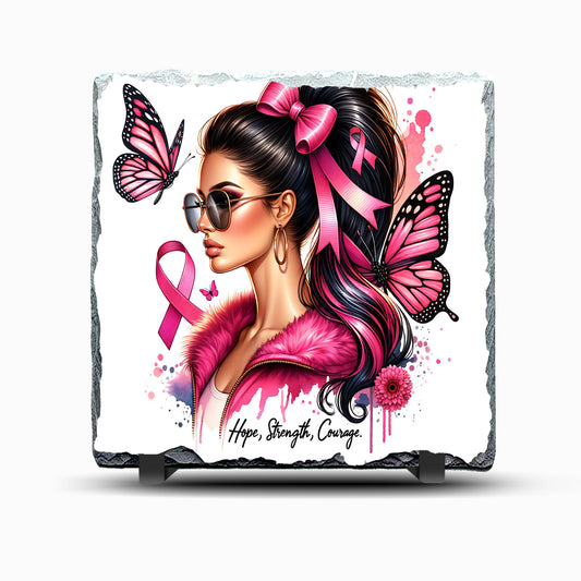 Hope Strength Courage Design Printed Rock Slate