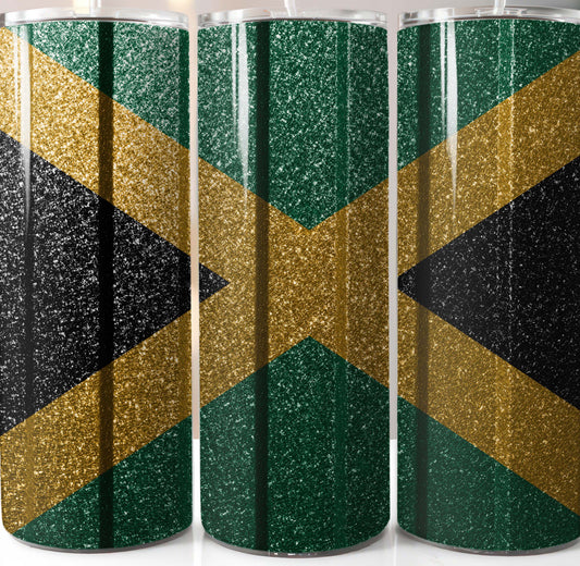 Glitter Jamaican Flag 20oz Tumbler
