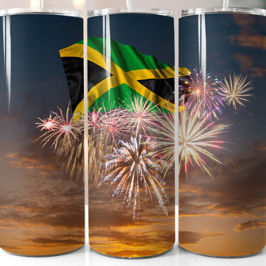 Jamaican Flag Fireworks 20oz Tumbler