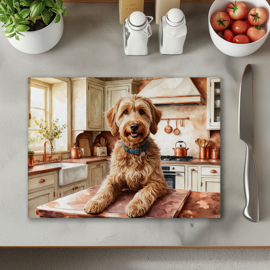 Labradoodle Kitchen Glass Chopping Cutting Board