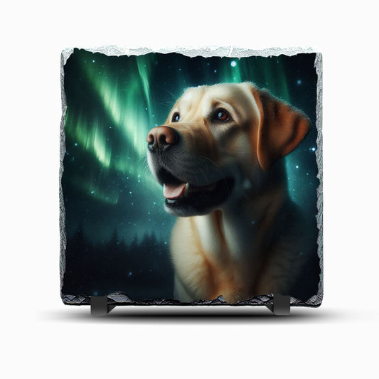 Labrador Dog Northern Lights Design Printed Rock Slate