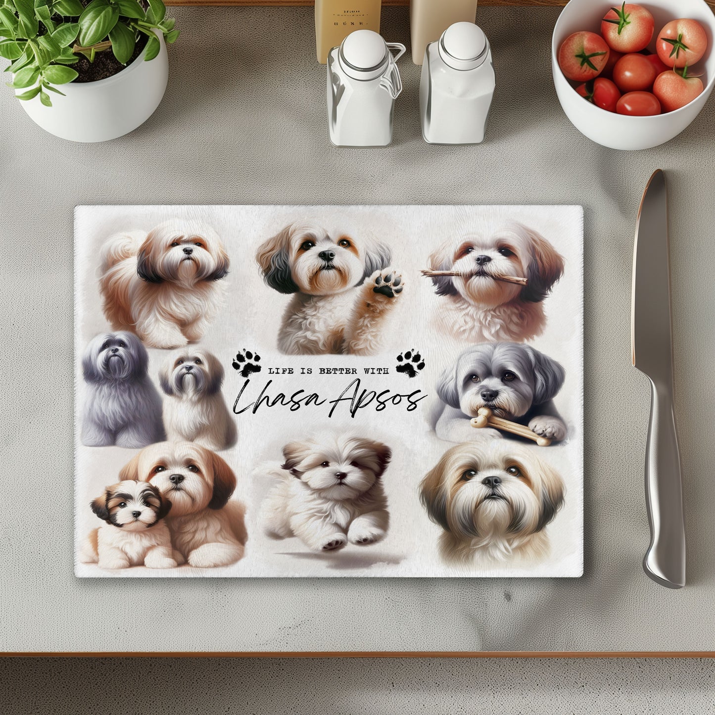 Lhasa Apso Dog Life is Better with Chopping Cutting Board or Coaster