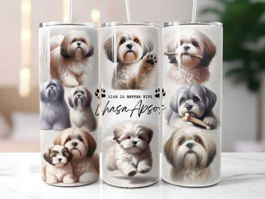 Lhasa Apso Dog Life is Better with 20oz Tumbler