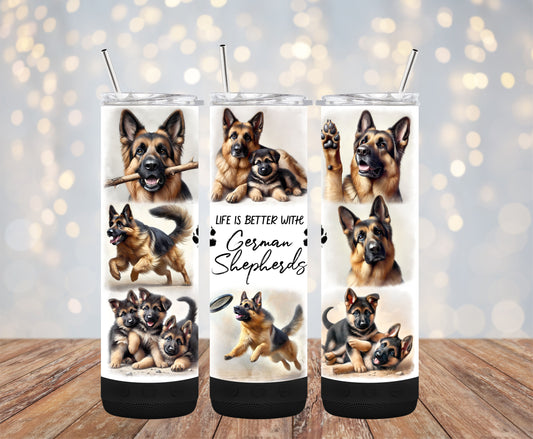 Life is Better with German Shepherds 20oz Bluetooth Speaker Tumbler