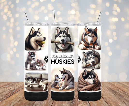 Life is Better with Huskies 20oz Bluetooth Speaker Tumbler