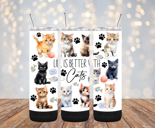 Life is Better with Cats 20oz Bluetooth Speaker Tumbler