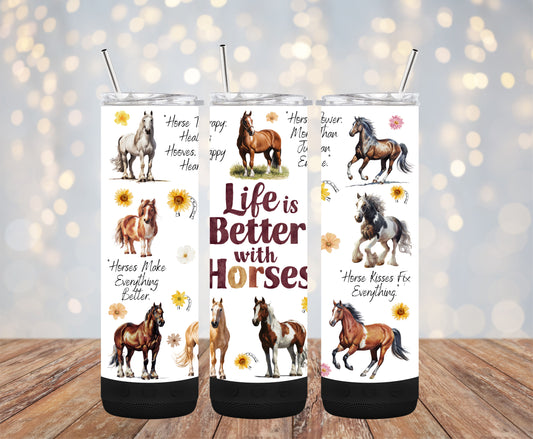 Life is Better with Horses 20oz Bluetooth Speaker Tumbler
