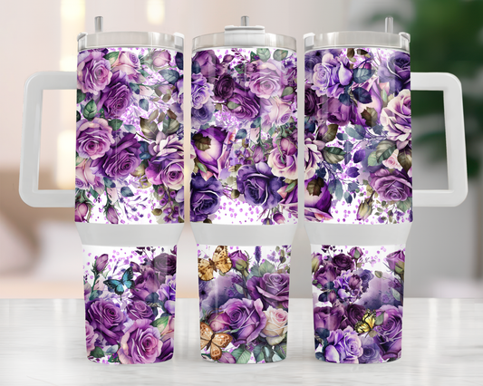 Lilac and Purple Flowers 40oz Tumbler