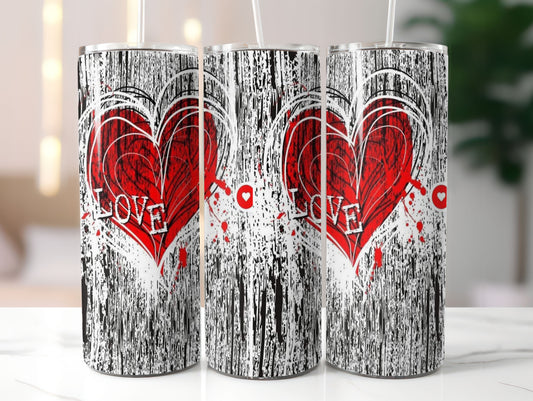 Love Heart Wood Effect Background Design 20oz Tumbler