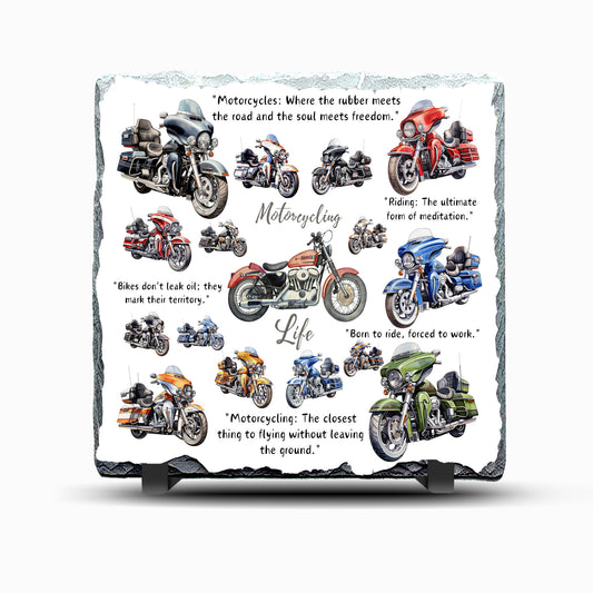 Motorbikes Design Printed Rock Slate