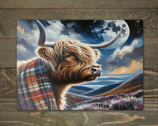 Cow and Moon Glass Chopping Cutting Board